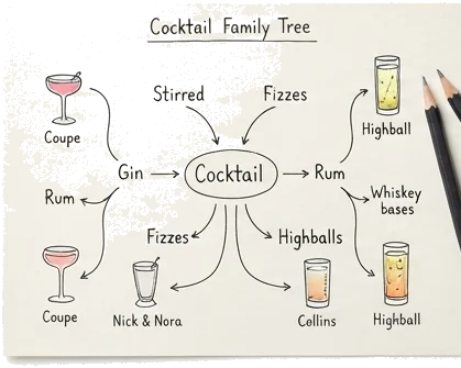 A Simple Cocktail Family Chart for Classic Drink Structures