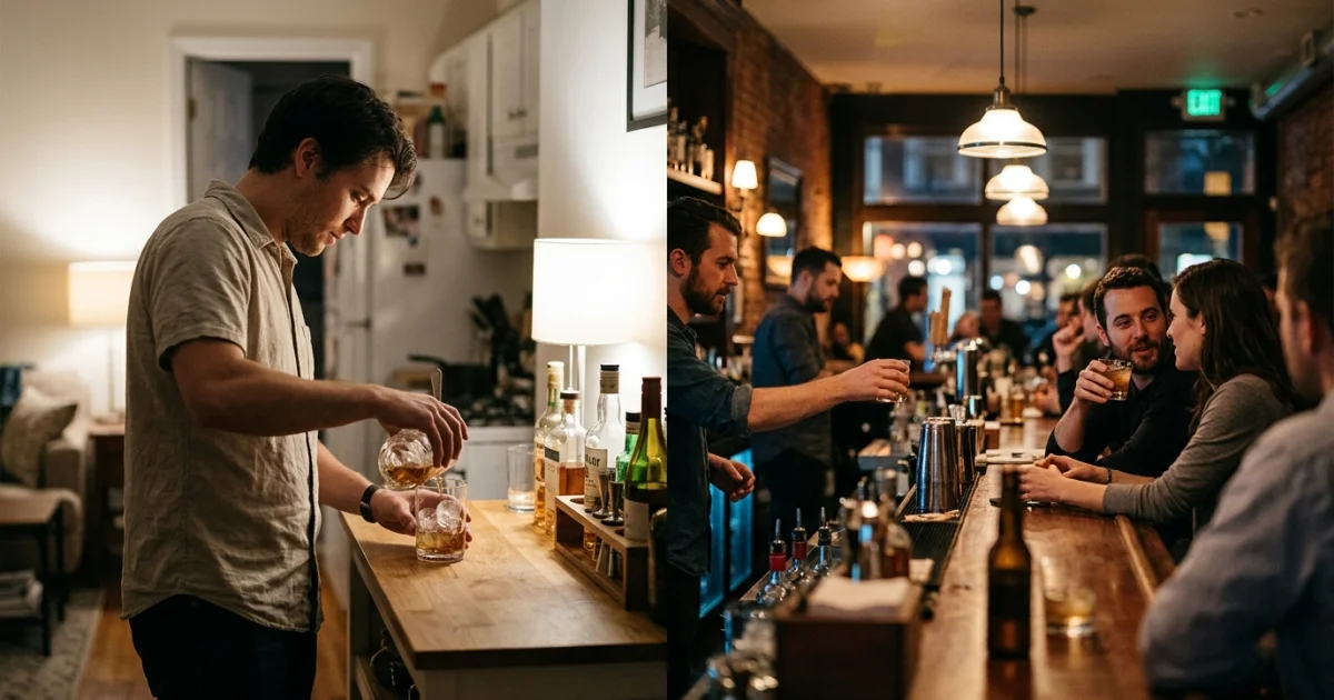 The Difference Between Drinking at a Bar and at Home